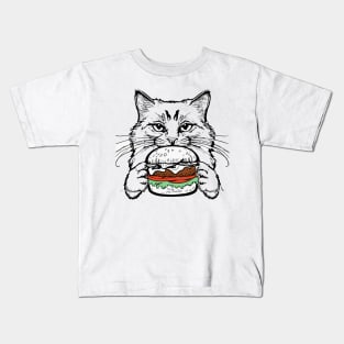 hungry, cute cat Kids T-Shirt